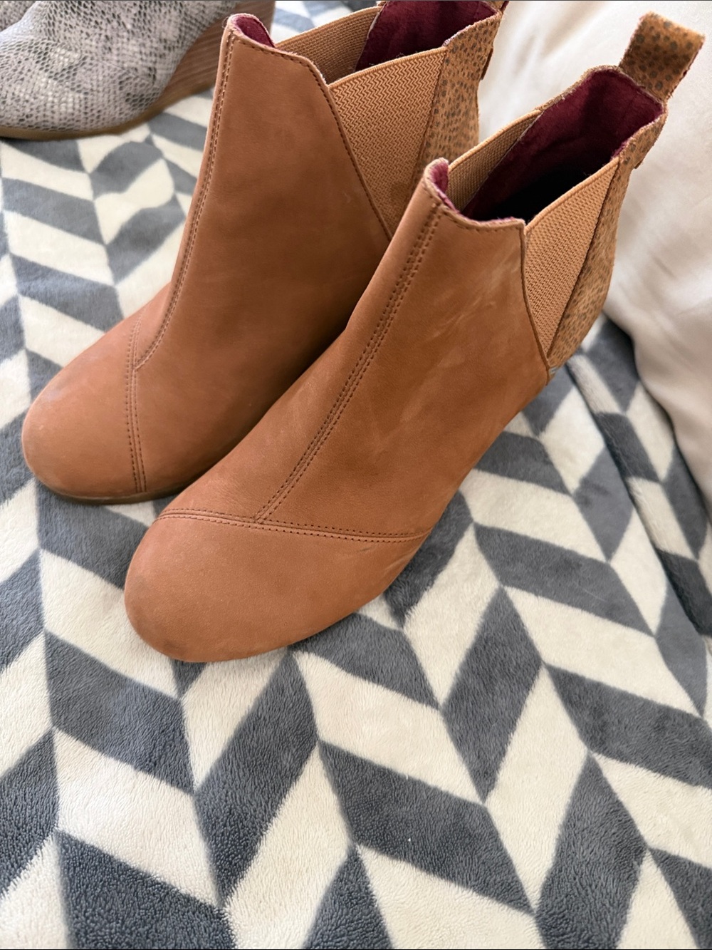 Toms Tan Chelsea Ankle Booties with Elastic Panels